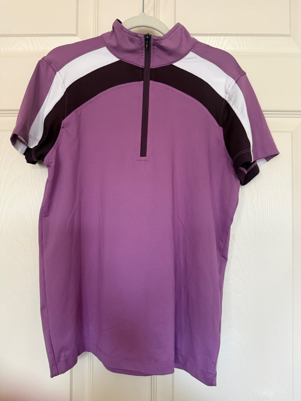 Men's Purple Short-Sleeve Active Zip Polo